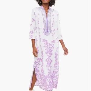 NWOT - Tuckernuck Ro’s Garden White & Lavender Floral Long Caftan